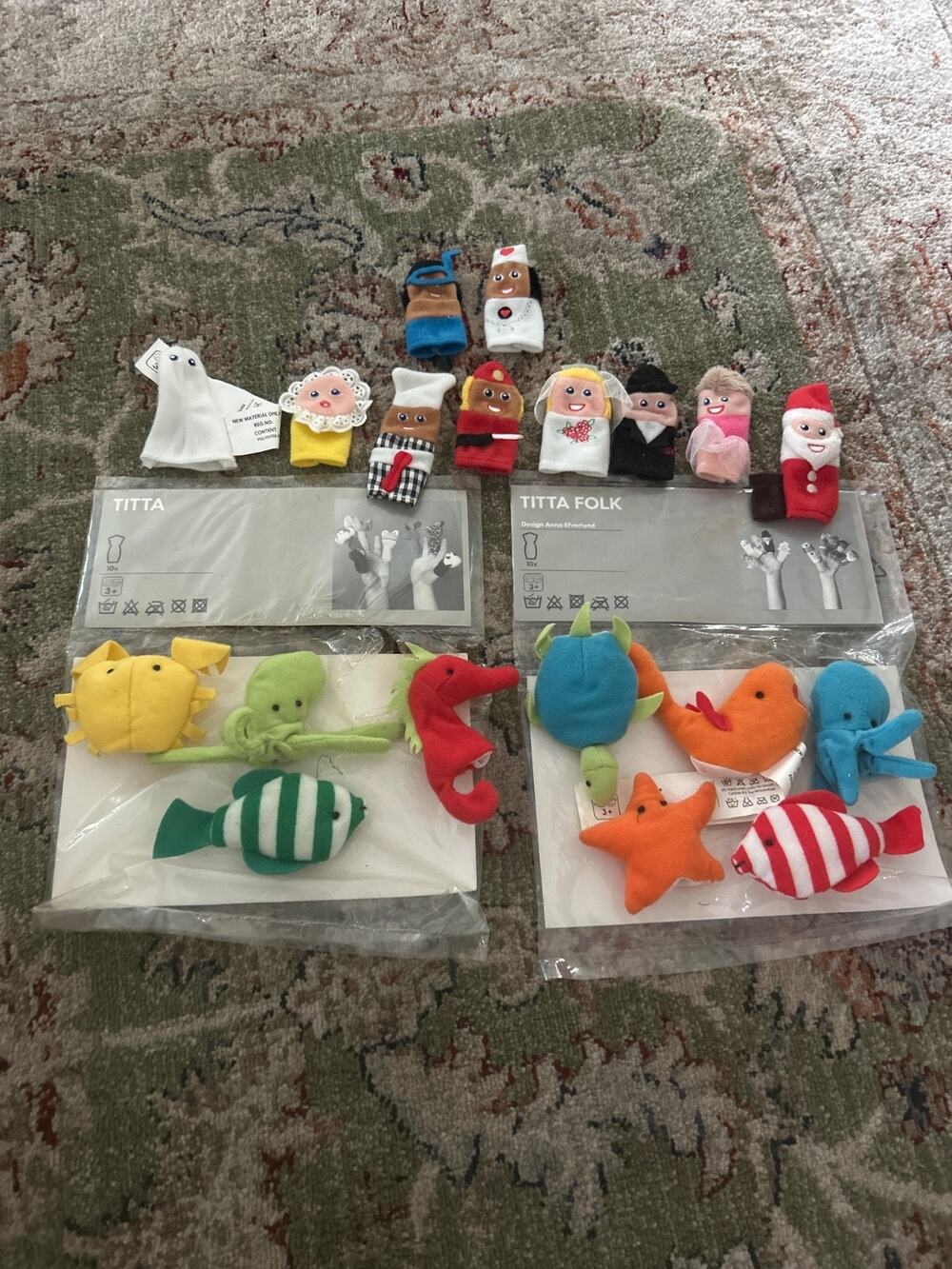 Vintage IKEA TITTA FOLK & TITTA DJUR Finger Puppets - Lot of 20 Retired Plush To